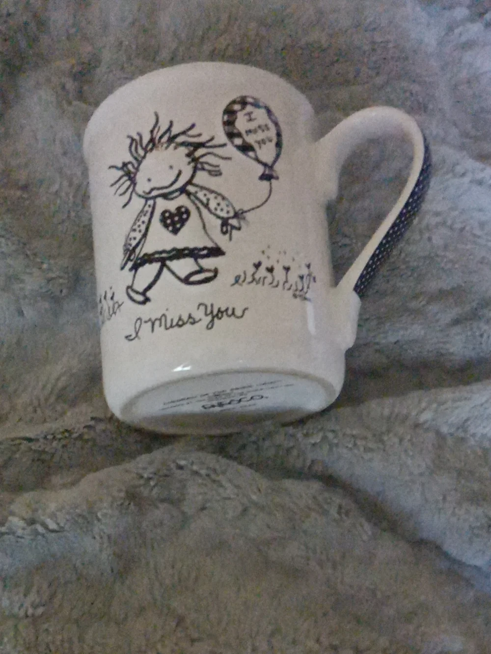 White Ceramic 'I Miss You' Illustrated Mug